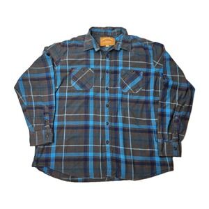Red Camel Flannel Shirt Mens XXL Blue/Gray Plaid Handcrafted Cozy Outdoors